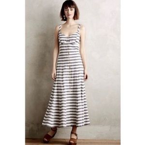 Anthropologie Maeve Striped Linen Maxi Dress